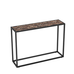 Narrow console table, high-end edge wrapped foyer table, entrance, industrial corridor table, living room, foyer, rural brown and black