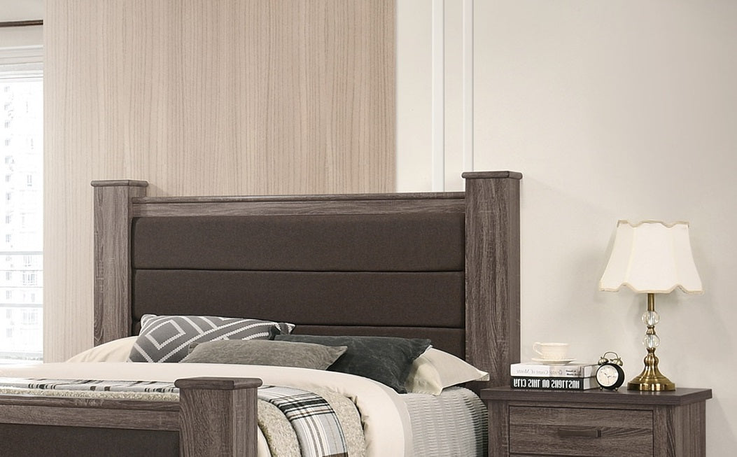 Modern Style 1pc Queen Size Bed Upholstered Headboard Footboard Drawers Brown Finish Bedroom Furniture