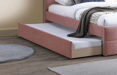 Contemporary Style 1pc Full Size Bed w/ Trundle Upholstered Headboard And Footboard Grid Pattern Light Pink Finish Bedroom Furniture