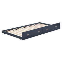 Navy Blue Finish Trundle with Casters Movement Bedroom Furniture 1pc