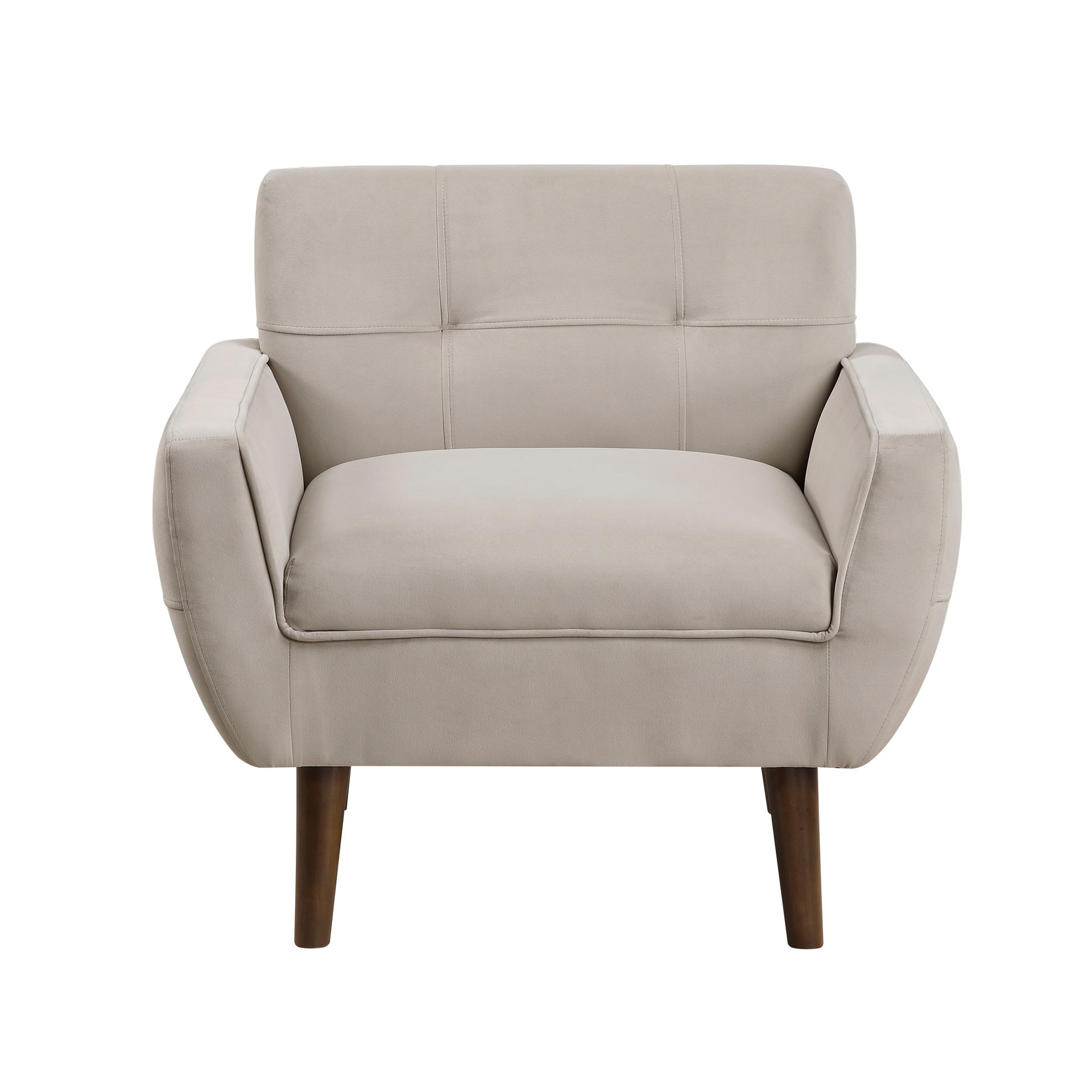 Brown Accent Chair Upholstered Velvet Cushion Seat Back Tufted Contemporary Living Room Furniture 1pc