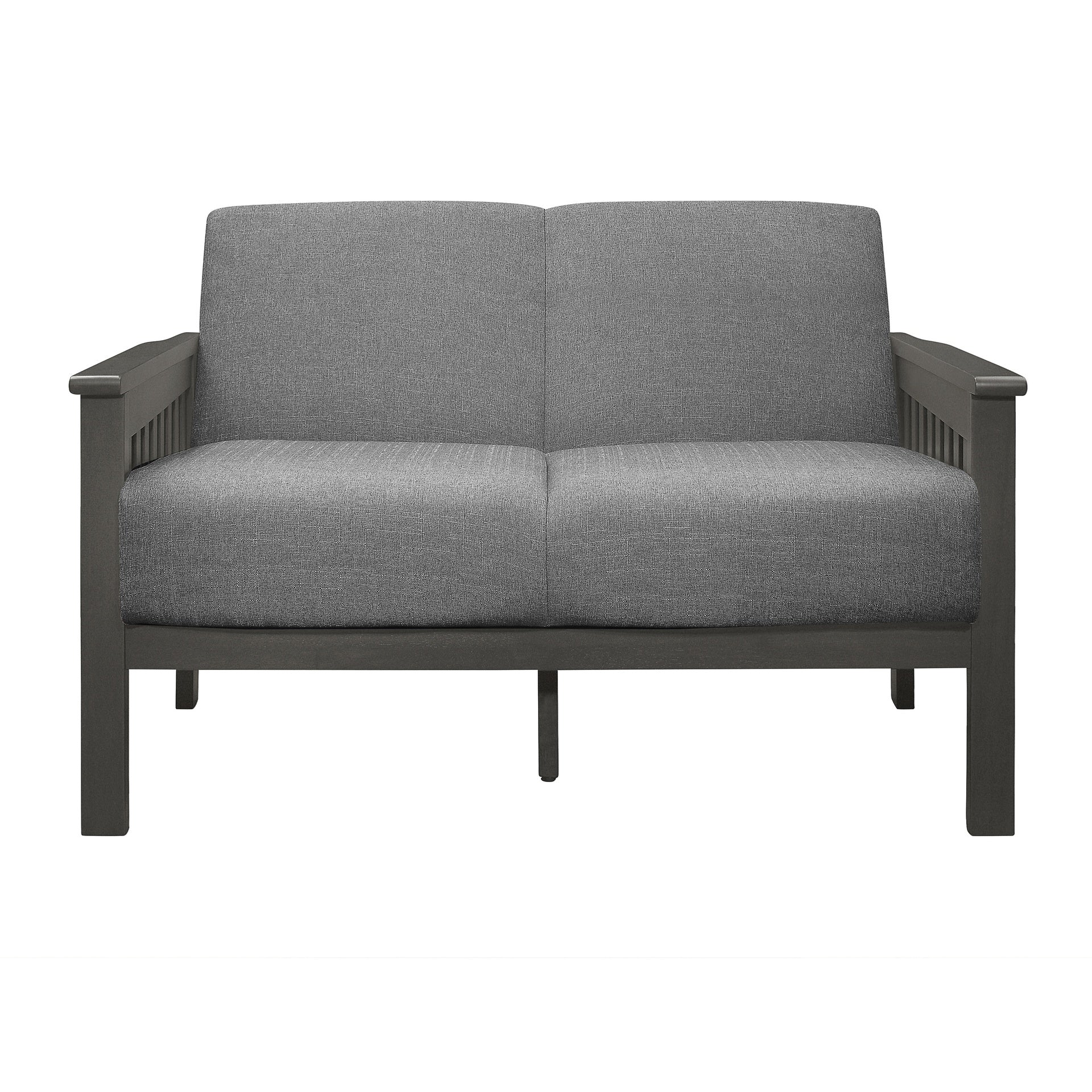 Classic Living Room 1pc Loveseat Gray Cushion Seat and Back Solid Rubberwood Furniture Transitional Style