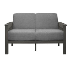 Classic Living Room 1pc Loveseat Gray Cushion Seat and Back Solid Rubberwood Furniture Transitional Style