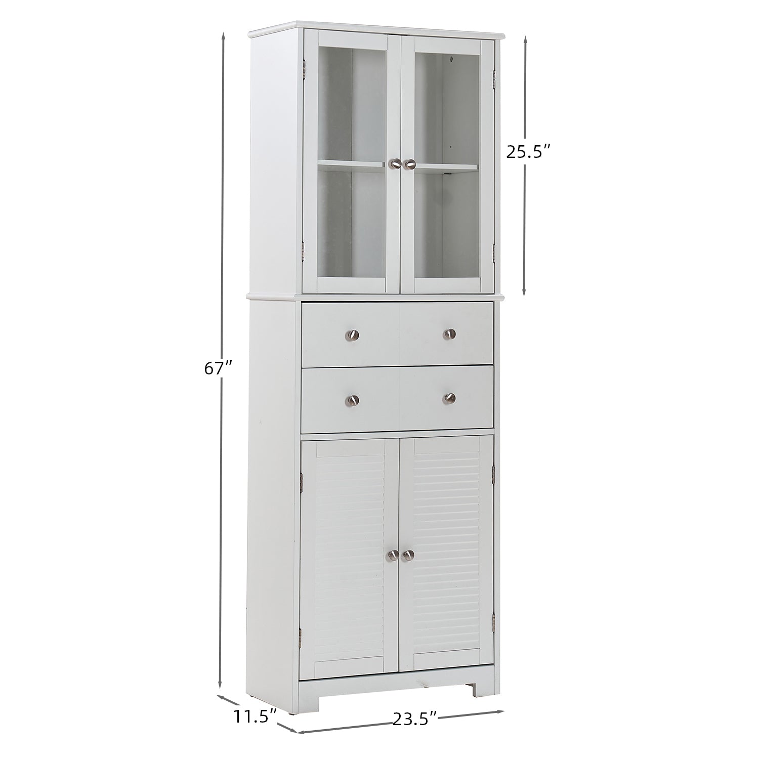 67" Tall Kitchen Pantry Cabinet with Doors and Shelves Large Stand Up Pantry Storage Cabinet with Drawer Large Food Cupboard Storage Cabinet for Kitchen Bathroom Craft Room, White