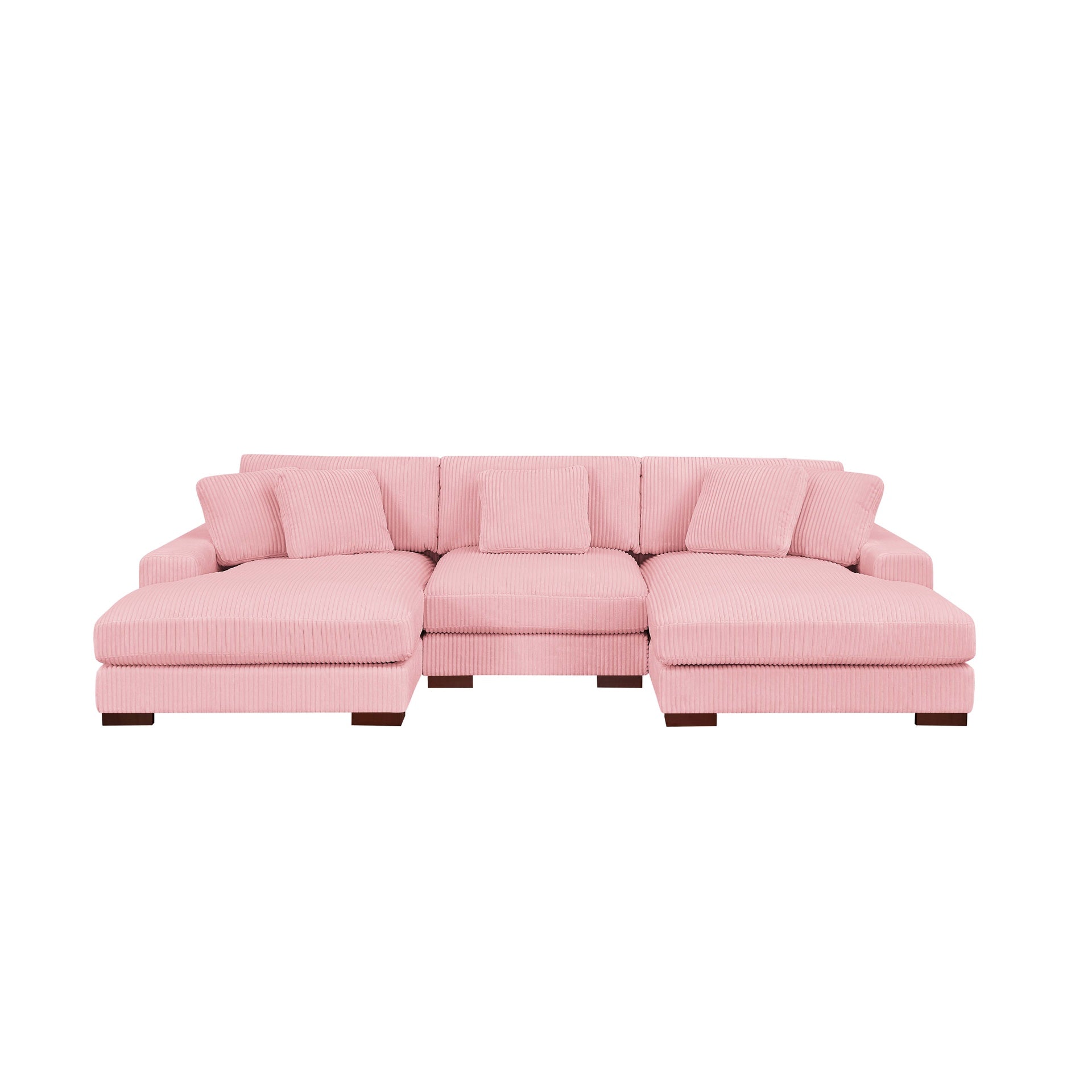 Large Seating Corduroy Upholstered Double Chaise Sectional