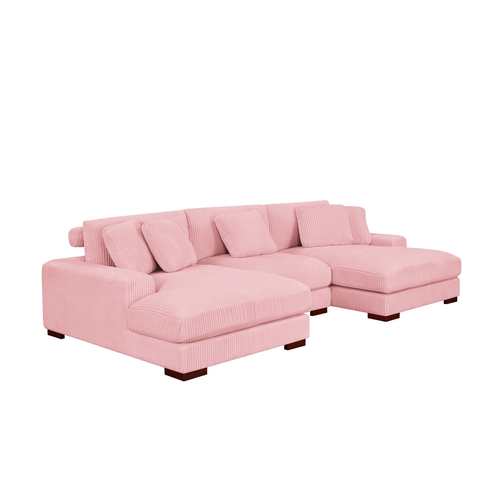 Large Seating Corduroy Upholstered Double Chaise Sectional