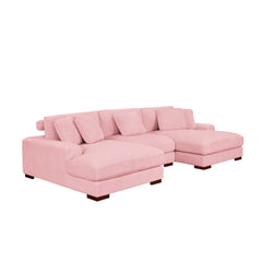 Large Seating Corduroy Upholstered Double Chaise Sectional