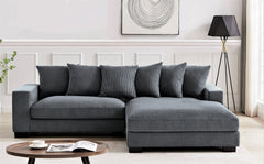 Luxe Oversized Two-Piece Right Facing Sectional Couches for Living Room, 102.4-Inch L Shaped Sofa with Chaise, Upholstered with Corduroy Fabric, Dark Grey