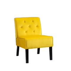 Reese 53"  2Piece Living Room Armless Button Tufted Pattern Accent Chair with Velvet Fabric and Premium High Density Foam Cushion, Yellow