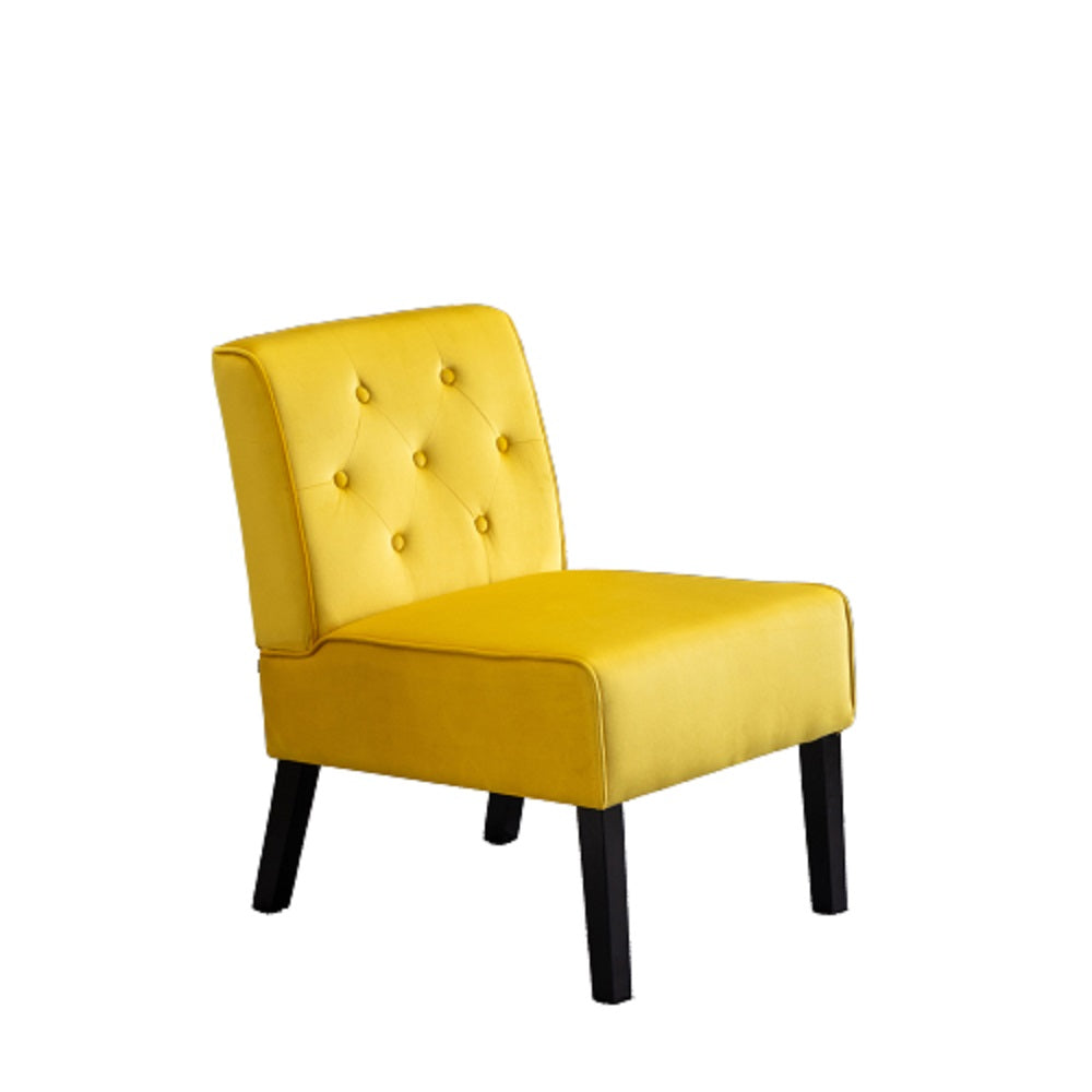 Reese 53"  2Piece Living Room Armless Button Tufted Pattern Accent Chair with Velvet Fabric and Premium High Density Foam Cushion, Yellow