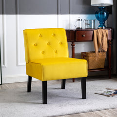 Reese 53"  2Piece Living Room Armless Button Tufted Pattern Accent Chair with Velvet Fabric and Premium High Density Foam Cushion, Yellow