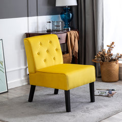 Reese 53"  2Piece Living Room Armless Button Tufted Pattern Accent Chair with Velvet Fabric and Premium High Density Foam Cushion, Yellow
