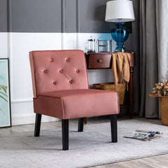 Reese 53"  2Piece Living Room Armless Button Tufted Pattern Accent Chair with Velvet Fabric and Premium High Density Foam Cushion, Rose