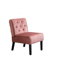 Reese 53"  2Piece Living Room Armless Button Tufted Pattern Accent Chair with Velvet Fabric and Premium High Density Foam Cushion, Rose