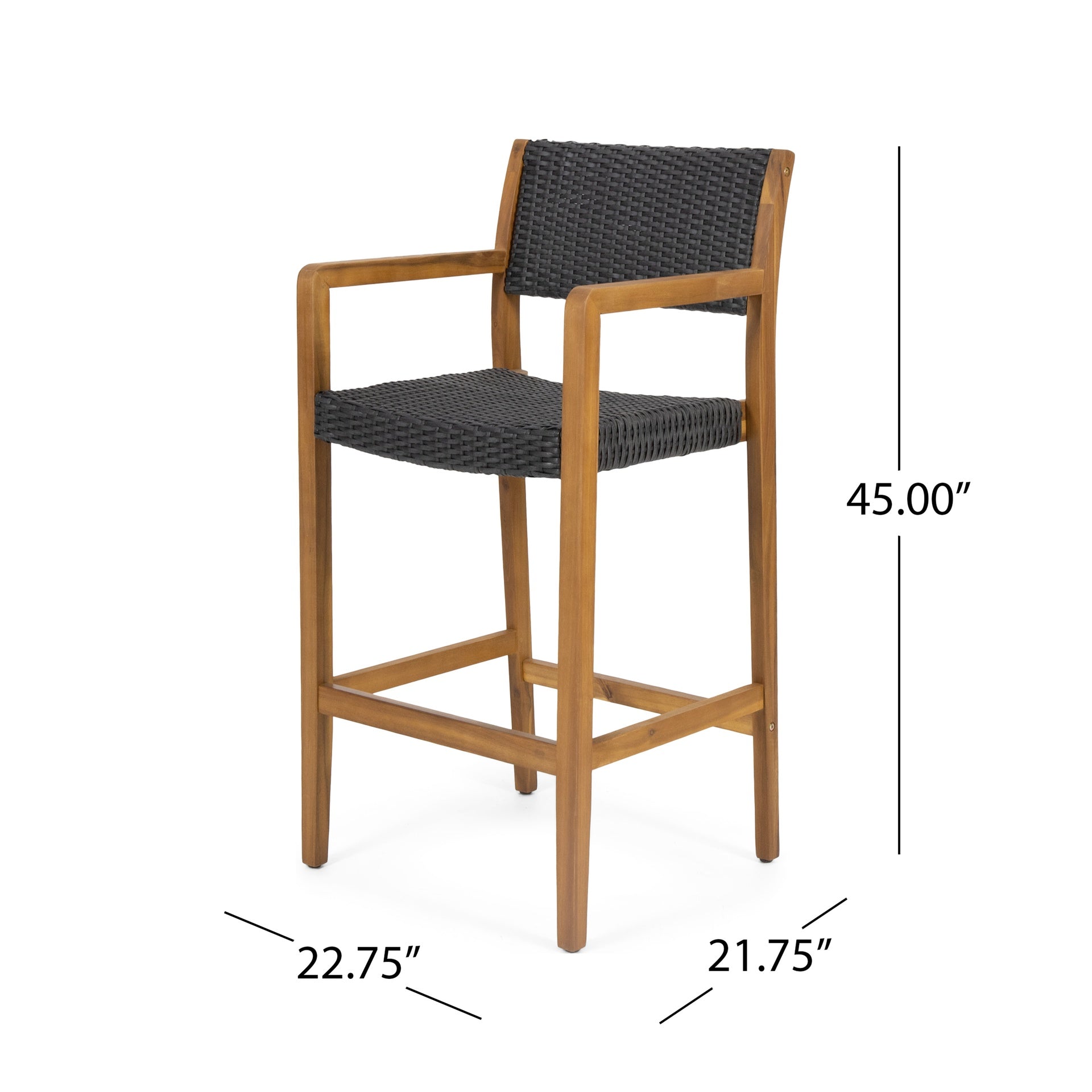 GENESEE WICKER & WOOD BAR STOOL