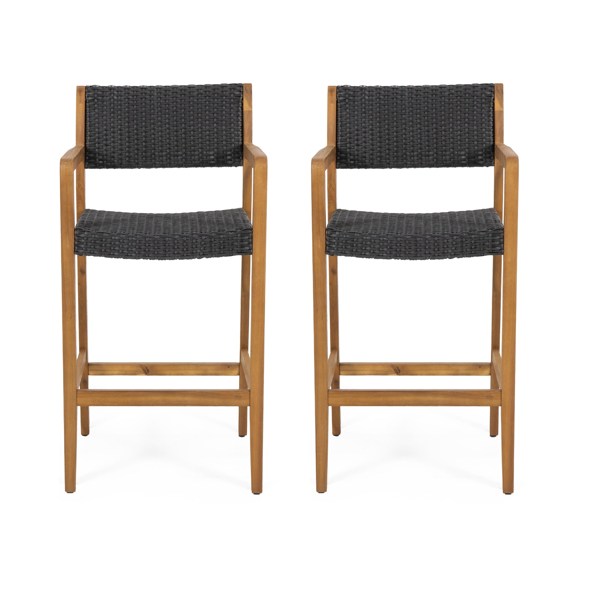 GENESEE WICKER & WOOD BAR STOOL