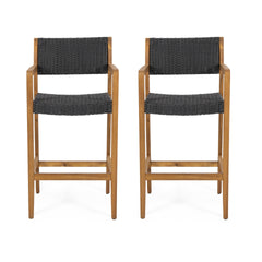 GENESEE WICKER & WOOD BAR STOOL