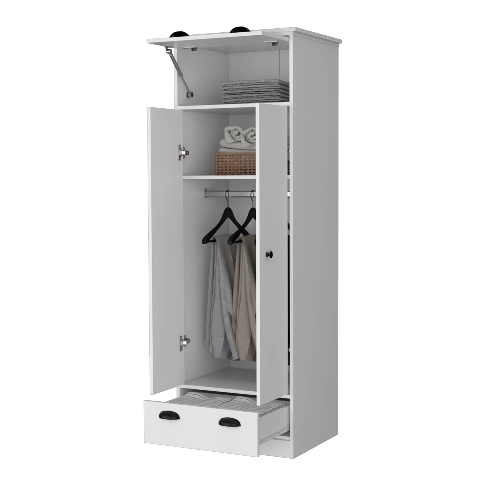 White Double Door and 1-Drawer Armoire