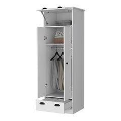 White Double Door and 1-Drawer Armoire
