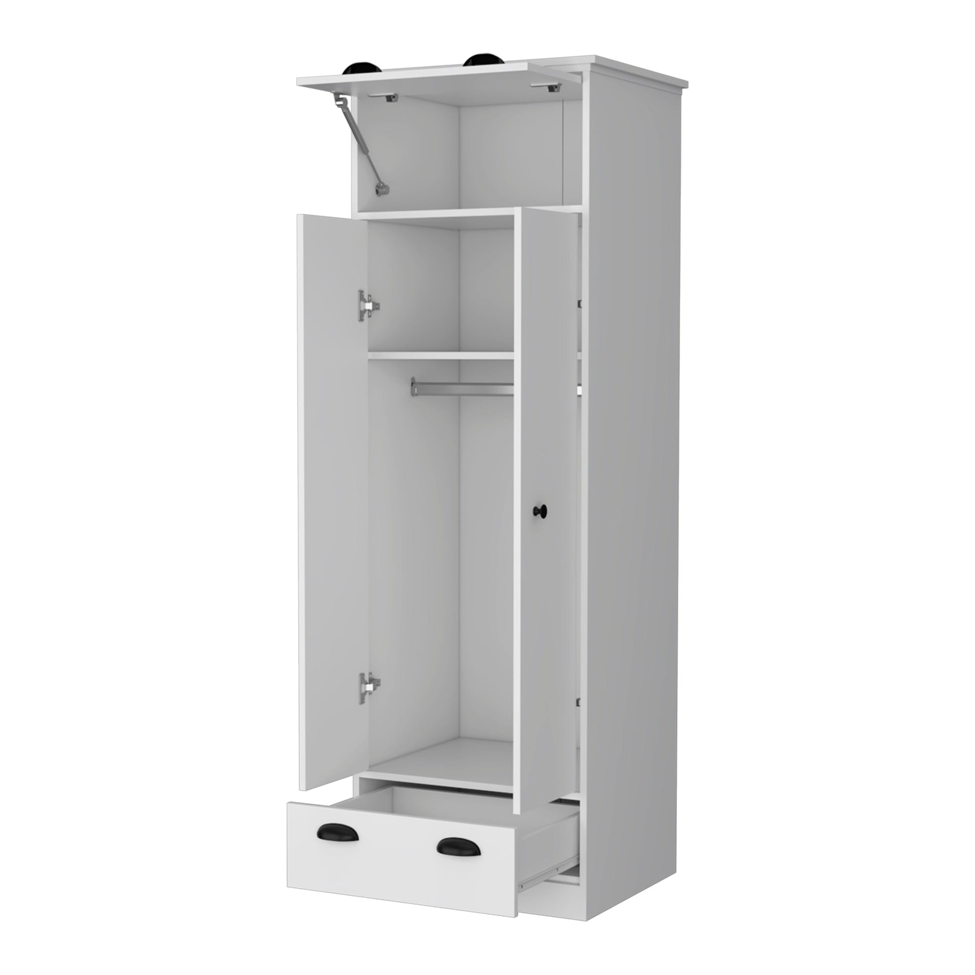 White Double Door and 1-Drawer Armoire