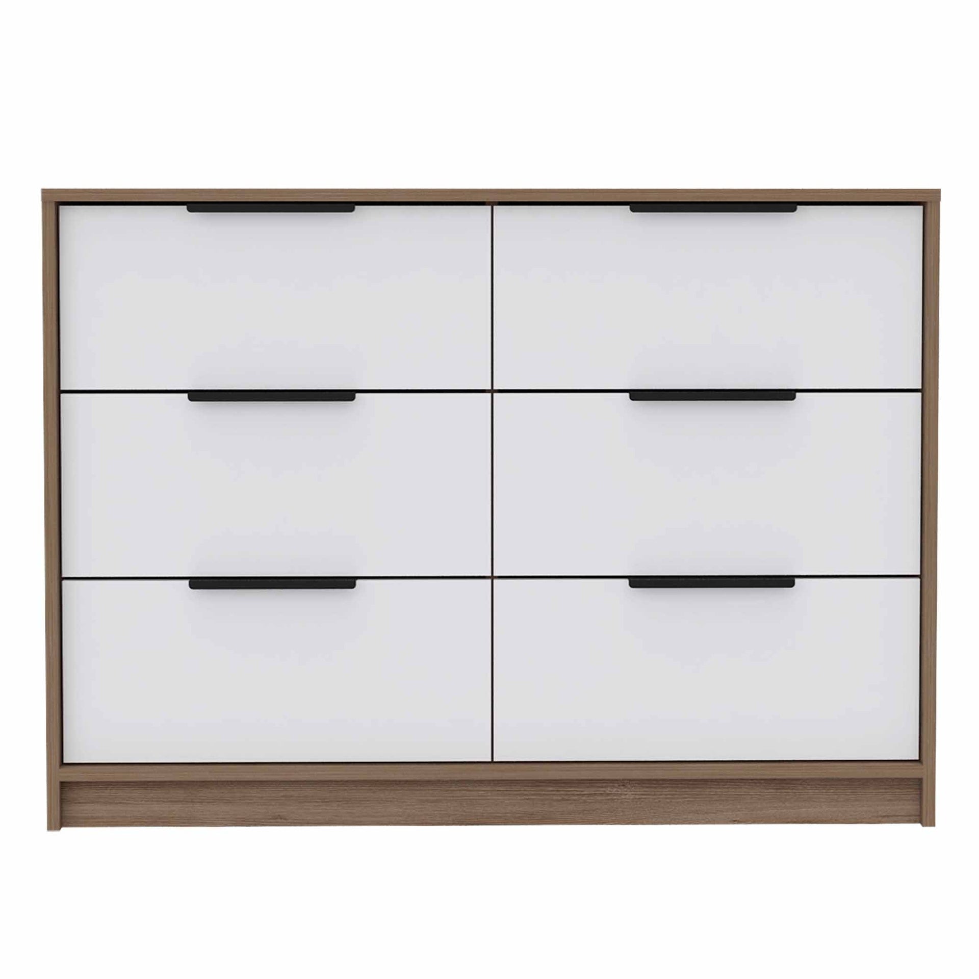 Longhill 6-Drawer Rectangle Dresser Pine and White