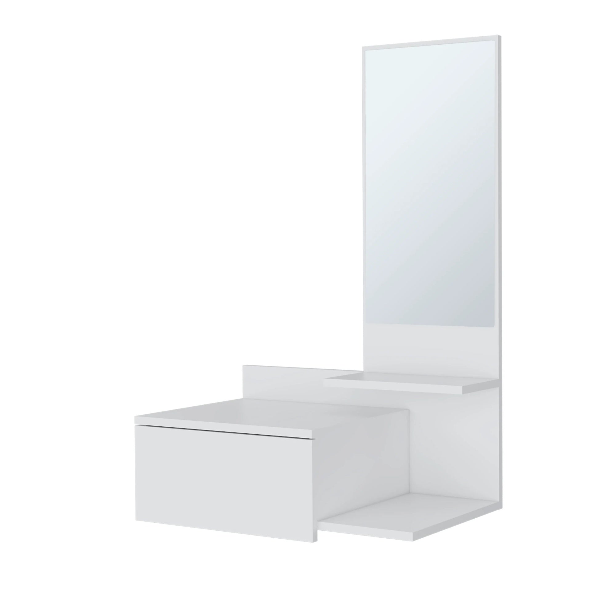 White Floating Vanity with Included Mirror