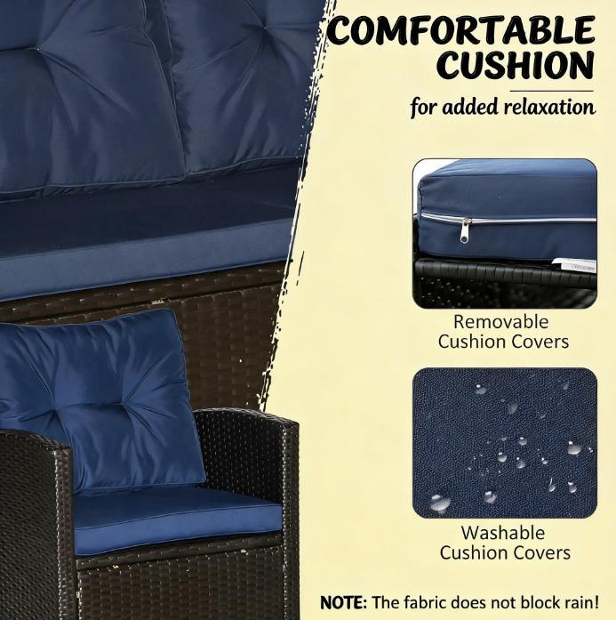 Garden Sectional Sofa Couch,4 Piece Outdoor Furniture Set,Outdoor Furniture Conversation Set