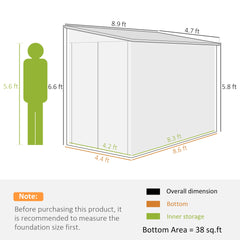 Outdoor Storage Shed Brown  Metal Shed with Foundation Kit, Lockable Doors and Gloves for Patio, Law