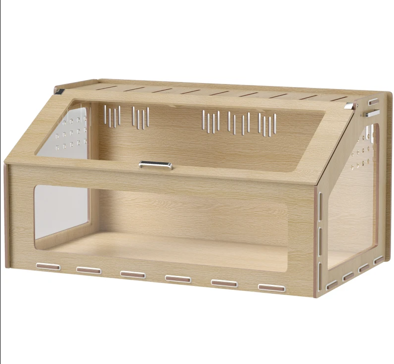 39 inch Hamster Cage Habitat with  Window & Openable Top , Oak