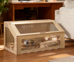 39 inch Hamster Cage Habitat with  Window & Openable Top , Oak