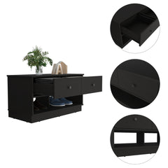 Rectangle 2-Shelf 2-Drawer Storage Bench Wenge