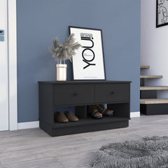 Rectangle 2-Shelf 2-Drawer Storage Bench Wenge