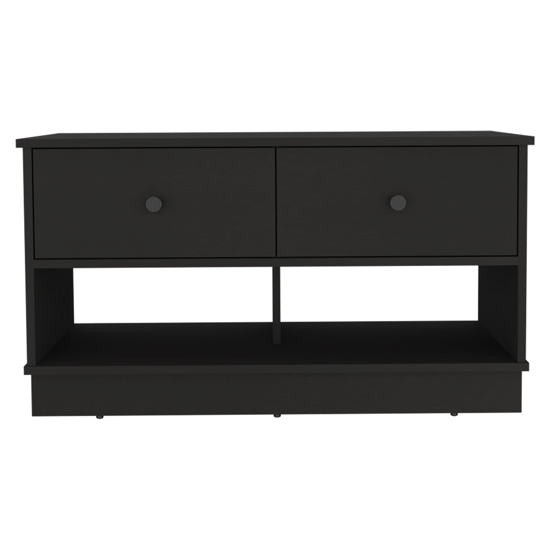 Rectangle 2-Shelf 2-Drawer Storage Bench Wenge