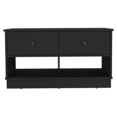 Rectangle 2-Shelf 2-Drawer Storage Bench Wenge