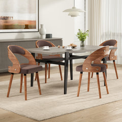 Wood Dining Chairs, Set of 2 Modern Upholstered Dining Chairs with Curved Backrest for Kitchen, Dining Room, Living Room