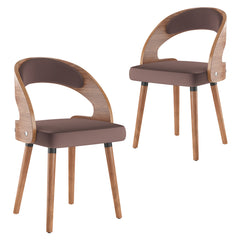 Wood Dining Chairs, Set of 2 Modern Upholstered Dining Chairs with Curved Backrest for Kitchen, Dining Room, Living Room