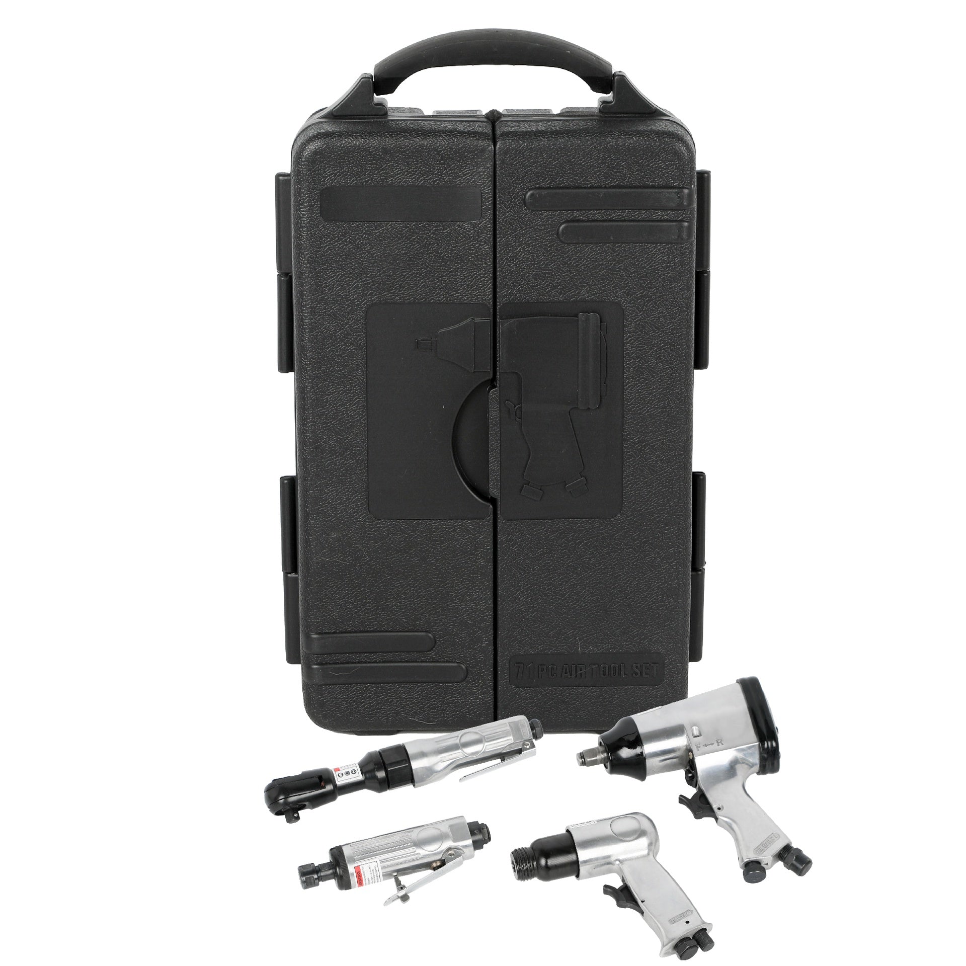 71 Piece Air Tool and Accessories Kit, Impact Wrench, Air Ratchet, Die Grinder, Aire Hammer, Hose Fittings, Storage Case