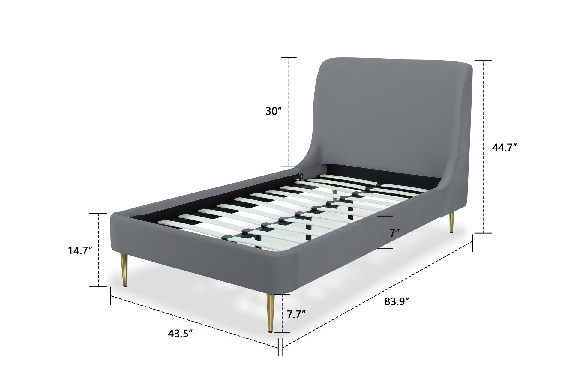 Twin Bed in Gray and Gold