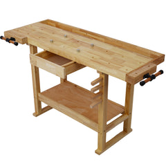 55-Inch Wood Workbench - Wooden Workbench for Garage Workshop and Home, with Rapid Action Woodworking Vise 7 Inch Jaw Width Made with Heavy-Duty Cast Iron ,GRAY