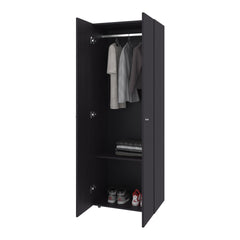 Armoire 66.9 inch H, 2 Doors, 2 Shelves, Black Wengue - Bedroom