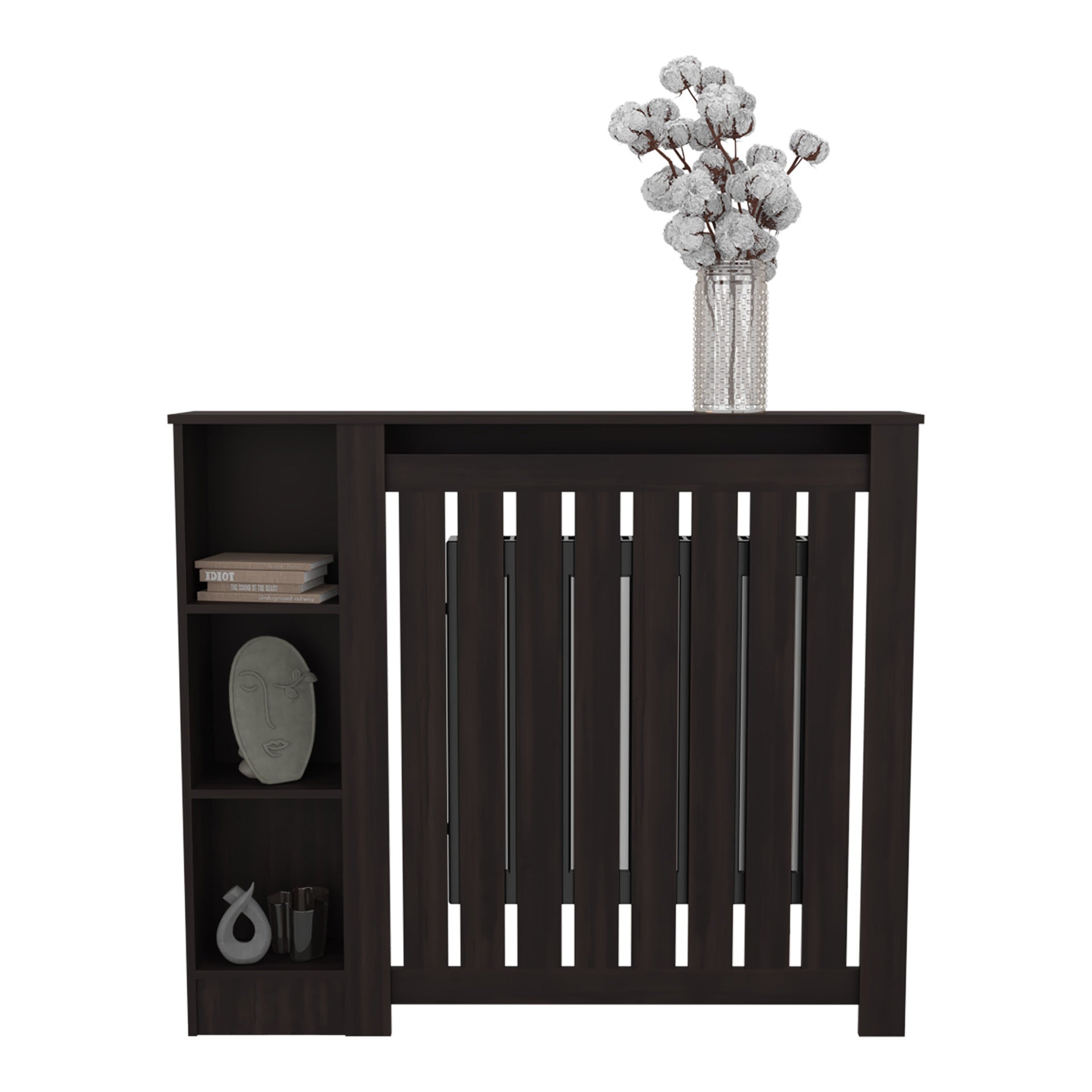 Radiator Cover Cabinet, 3 Shelves, Black Wengue
