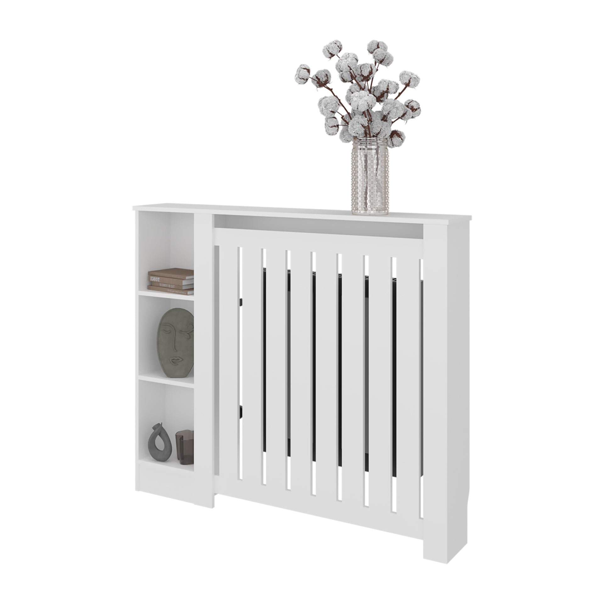Radiator Cover Cabinet, 3 Shelves, White