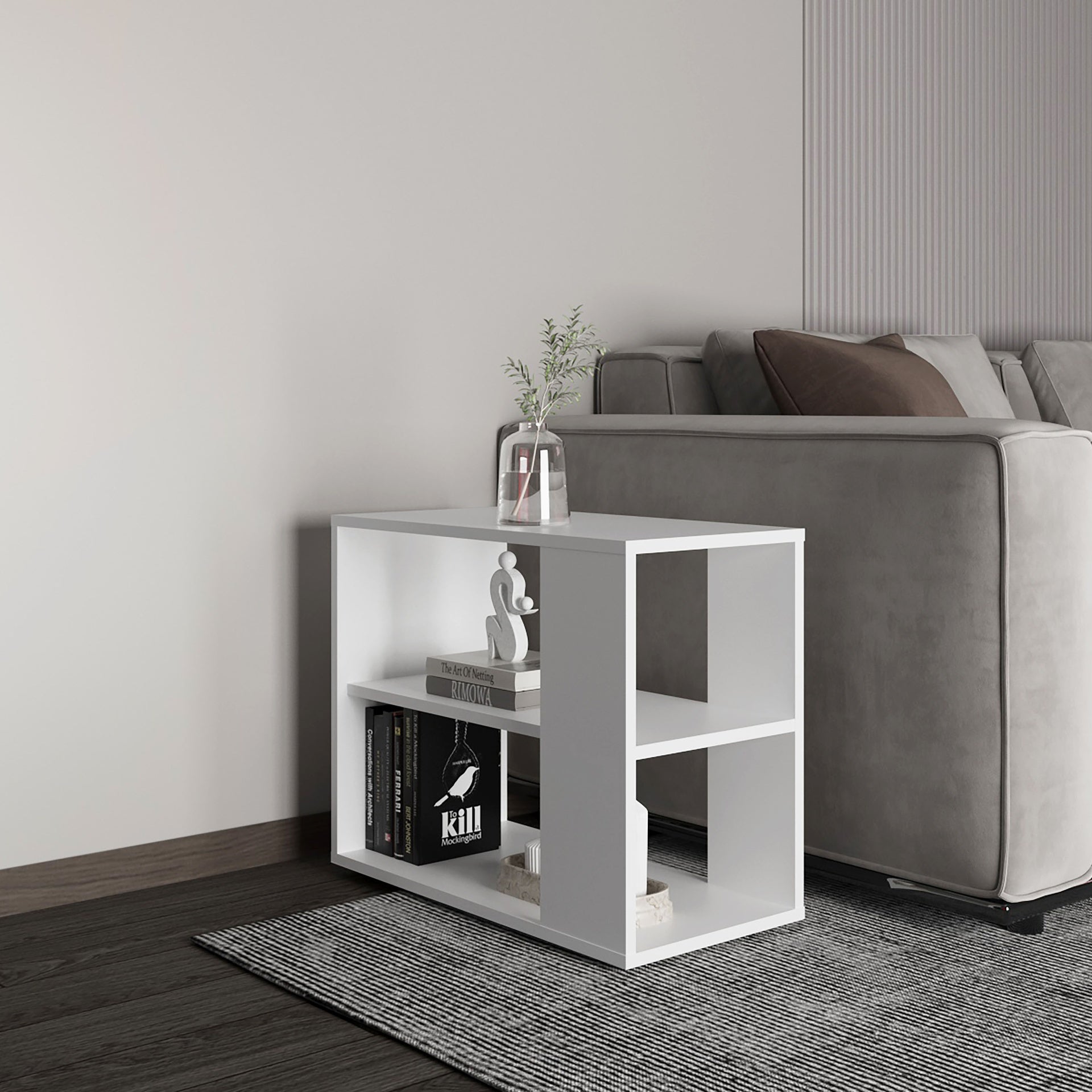 Sideboard Table, 4 Legs, 2 Shelves