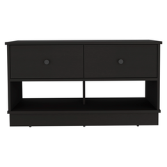 Uranus Storage Bench, Two Drawers, Two Open Shelves, Black