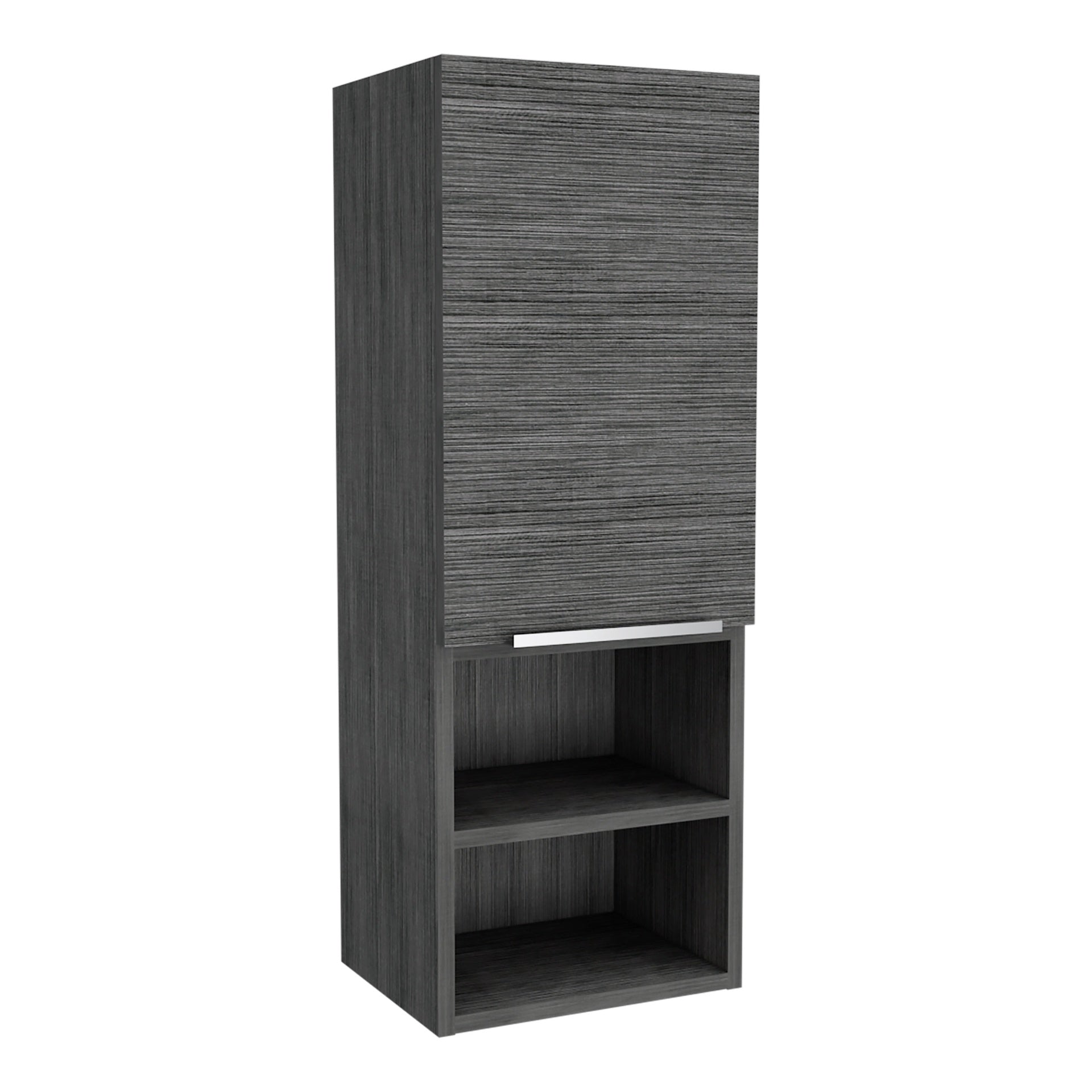 Medicine Single Door Cabinet  32" H, Two External Shelves, Two Interior Shelves, Smokey Oak