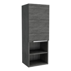 Medicine Single Door Cabinet  32" H, Two External Shelves, Two Interior Shelves, Smokey Oak