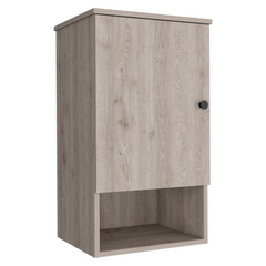 Medicine Single Door Cabinet 28" H, One Shelf, Two Interior Shelves, Light Gray