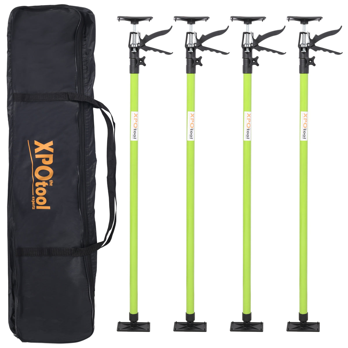 4 Pack Adjustable Support Pole,Steel 3rd Hand Support System,Support Rod for Jacks Cargo Bars Drywalls,Cabinet Jacks for Installing Cabinets,Extends from 45 to 114 Inch ,with carry bag