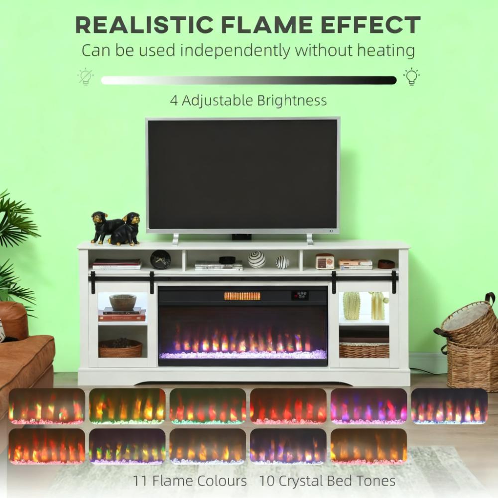 TV Console with Electric Fireplace, Open Storage and Side Cabinets