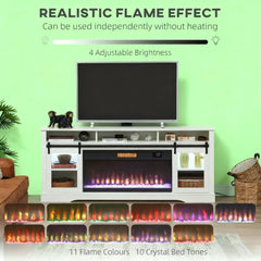 TV Console with Electric Fireplace, Open Storage and Side Cabinets